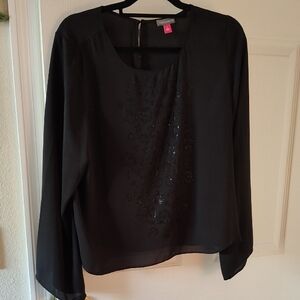 Vince Camuto Black Blouse with Embellished Front